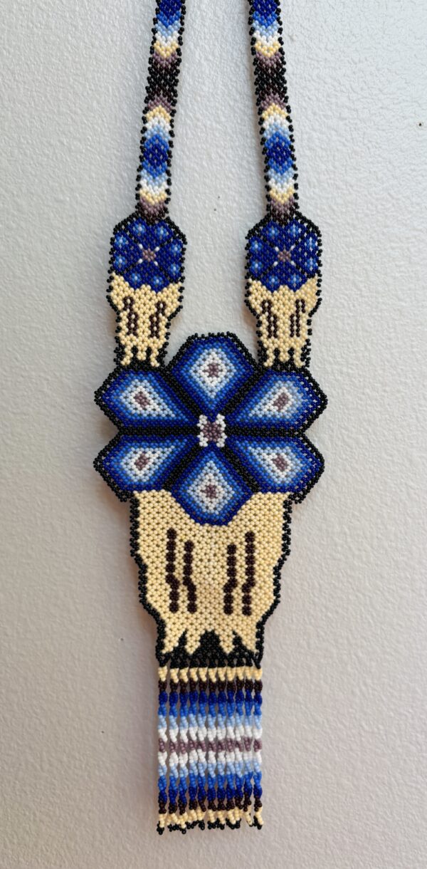 Wixarika Huichol Blue Peyote Flower Necklace