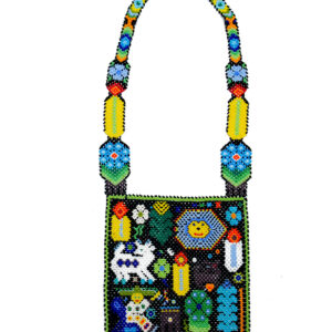 Huichol Beaded Necklace Symbols Black