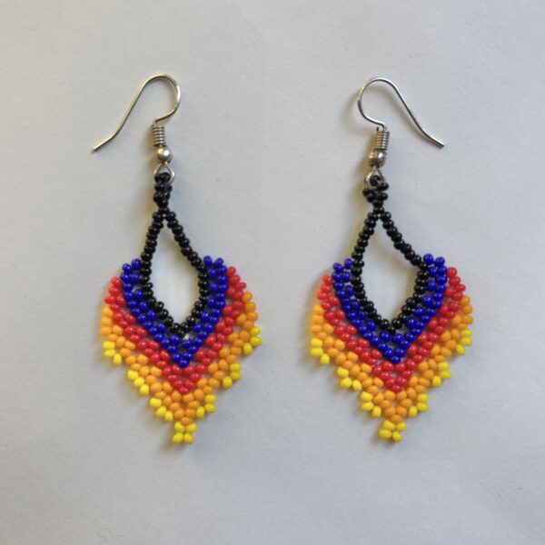 Wixarika Huichol Droplet Earrings, Multi-colored