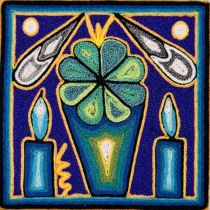 Velas, Plumas, y Hikuri - Wixarika Nierika Yarn Painting