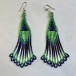 Wixarika Huichol Green Tassle Earrings