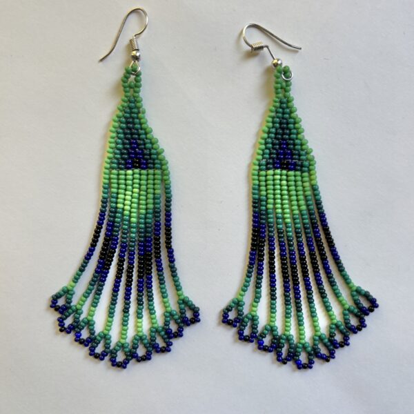 Wixarika Huichol Green Tassle Earrings