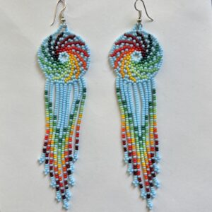 Wixarika Huichol Rainbow Spiral Earrings