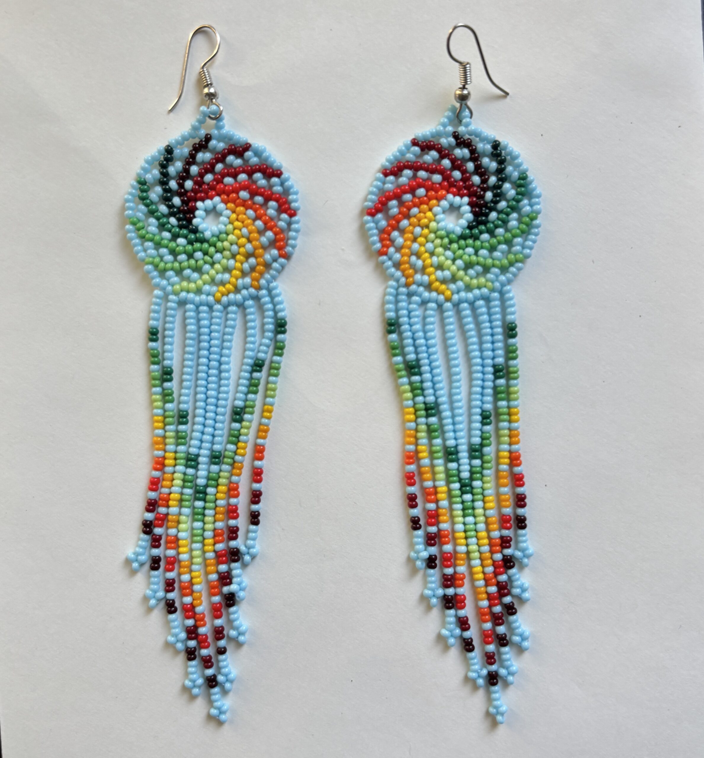 Wixarika Huichol Rainbow Spiral Earrings