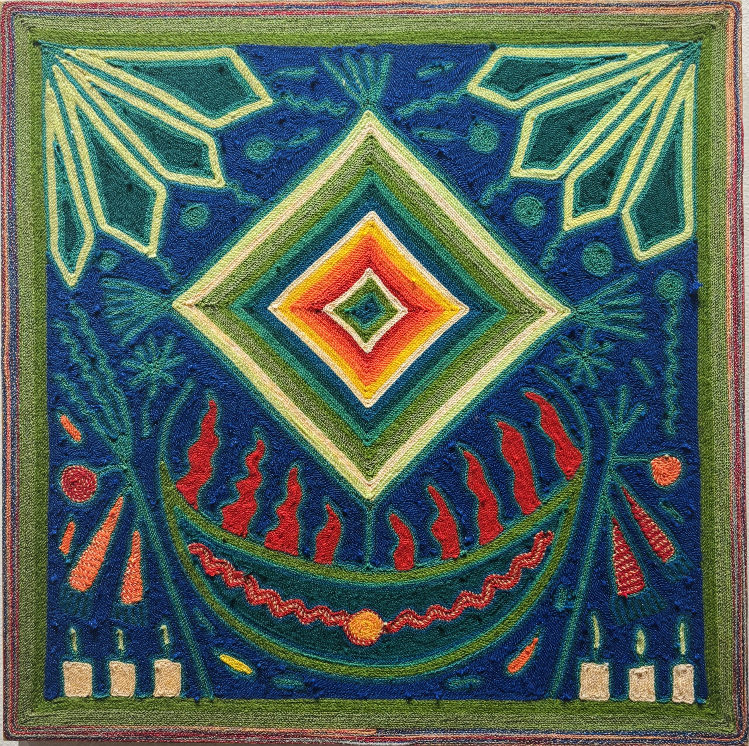Ojo del Dios - Wixarika Nierika Yarn Painting
