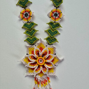 Wixarika Huichol Orange Flower Necklace