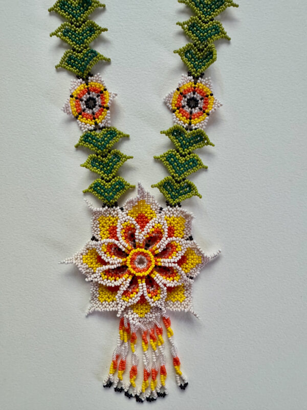 Wixarika Huichol Orange Flower Necklace