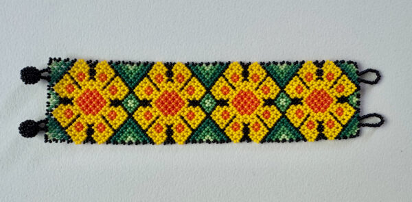 Wixarika Huichol Bracelet Yellow Flowers